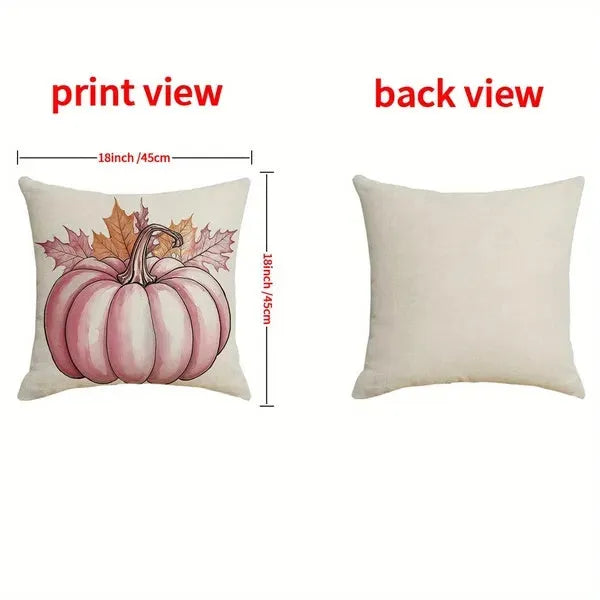 4PCS 18x18 Fall Pillow Covers – Pumpkin Maple Leaf Thanksgiving Decor.