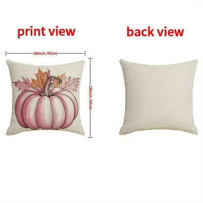 4PCS 18x18 Fall Pillow Covers – Pumpkin Maple Leaf Thanksgiving Decor.