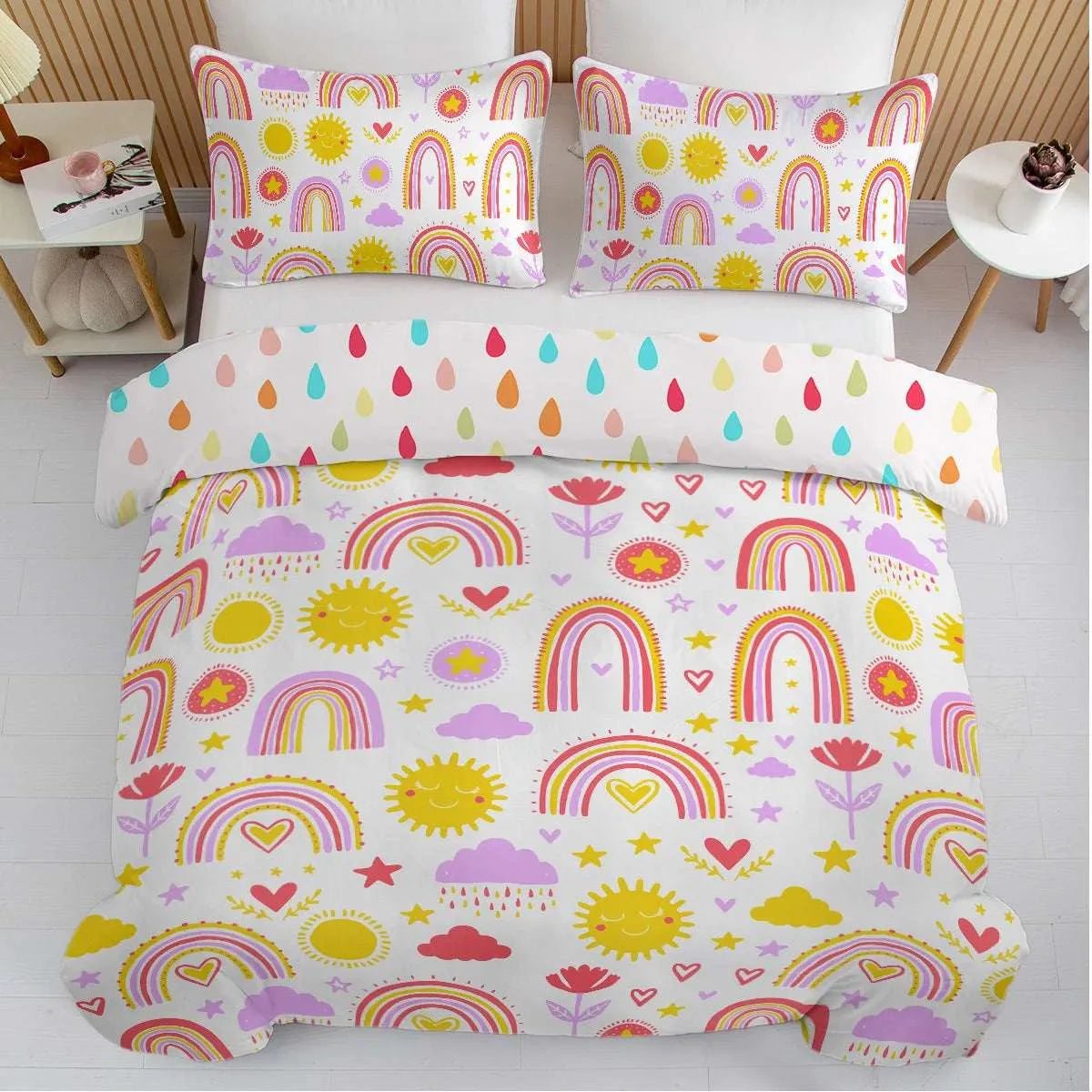 Cartoon Rainbow Design Bedding Set. - Home Fusion