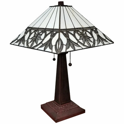 22" Dark Brown Metal Two Light Candlestick Table Lamp With White Shade - Home Fusion