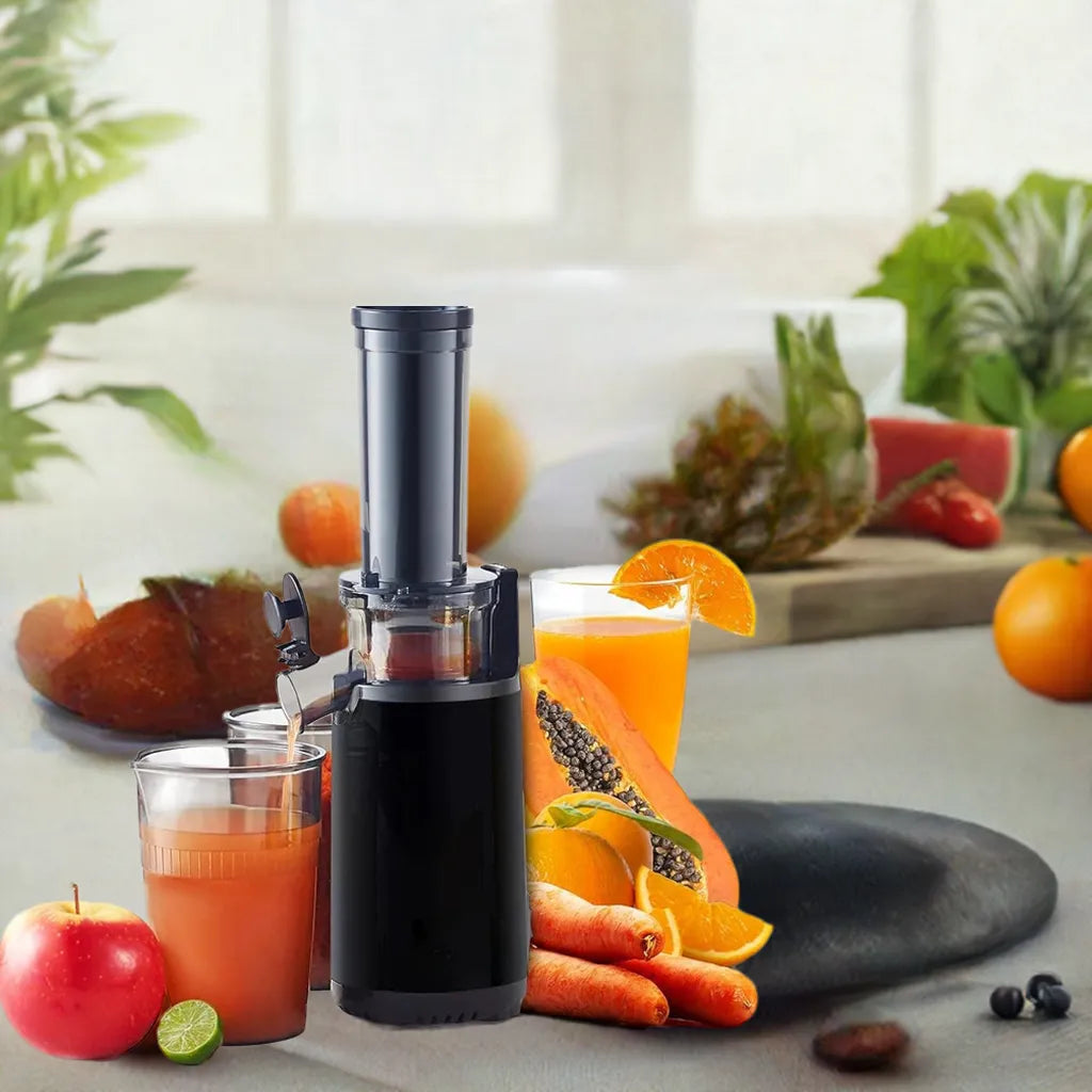 HAOYUNMA EJX600 Compact Small Space-Saving Masticating Slow Juicer, Cold Press Juice Extractor, Nutrient and Vitamin Dense - Home Fusion