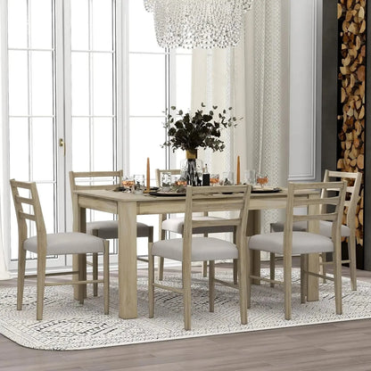 6 Pieces Dining Table Set with Bench. - Home Fusion