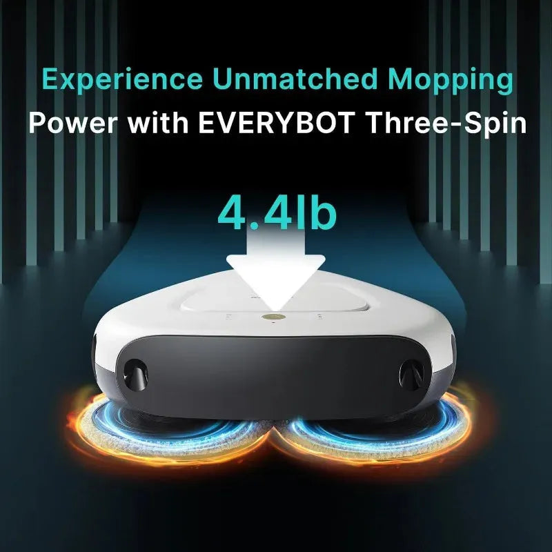 Three-Spin Robot Mop, Ultra Quiet Smart Mopping Robot Cleaner, for Hard Floor & Tile Cleaning with Remote Control, Water Tank - Home Fusion