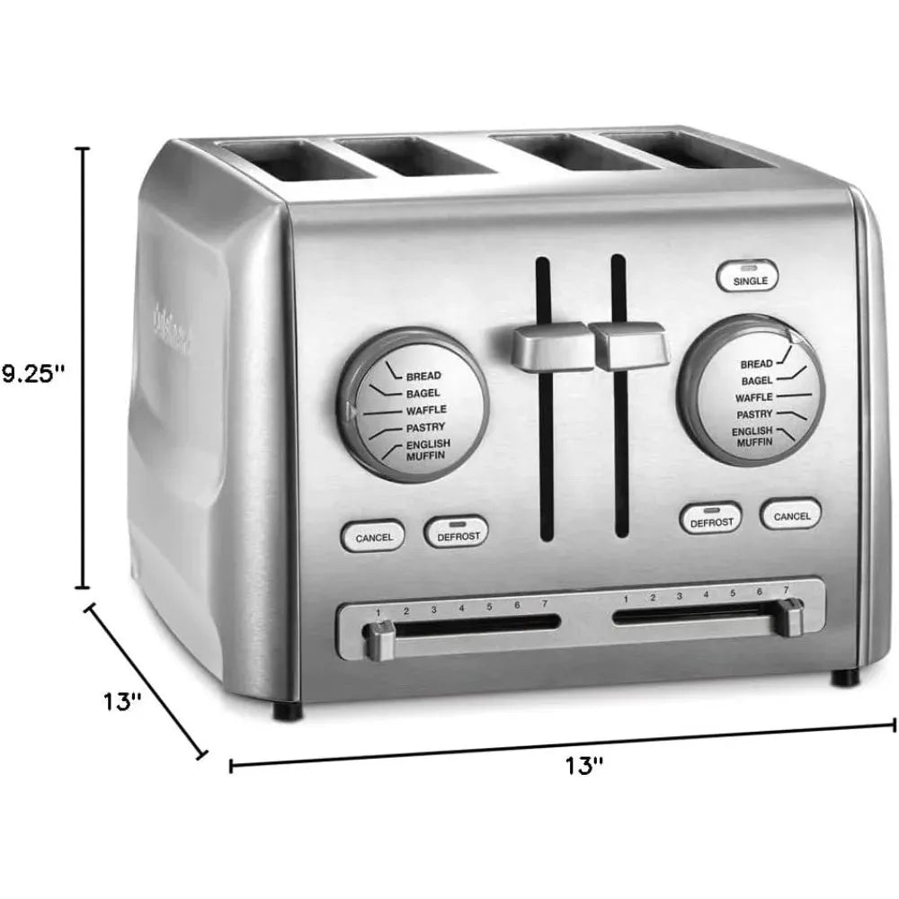 4-Slice Custom Select Toaster Stainless Steel Toaster for Bread Toast Machine Cooking Appliances Kitchen Home - Home Fusion