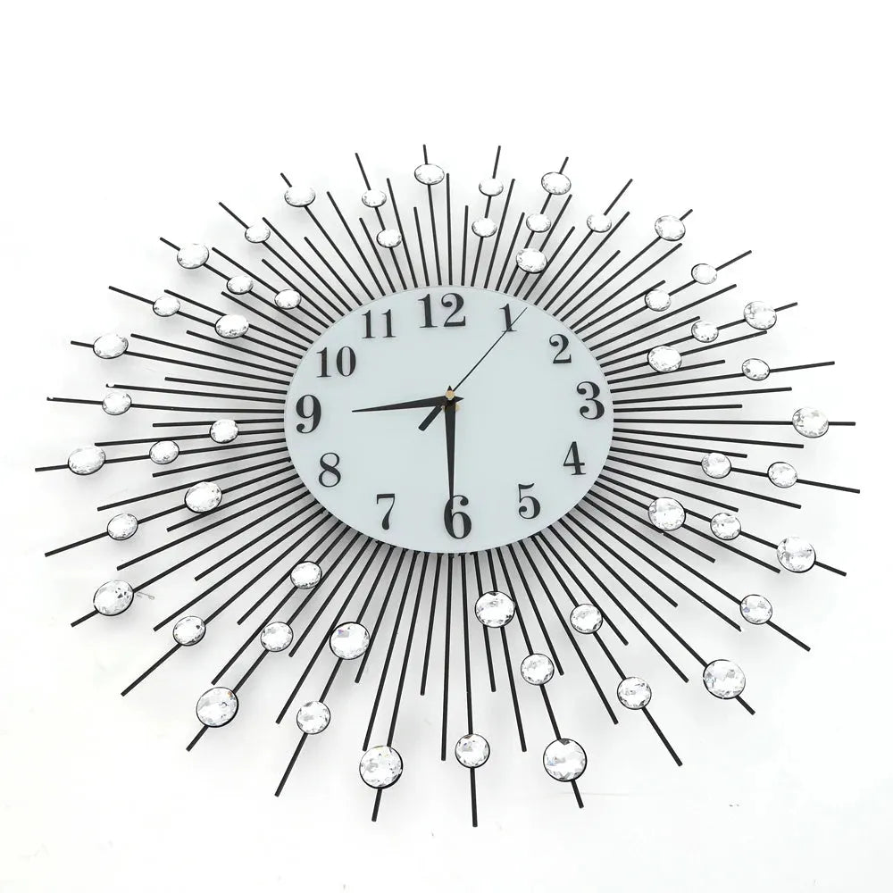 3D Crystal Wall Clock Modern Luxury Diamond Dispersion Silver Design Clock Creative Home Decor for Living Room - Home Fusion