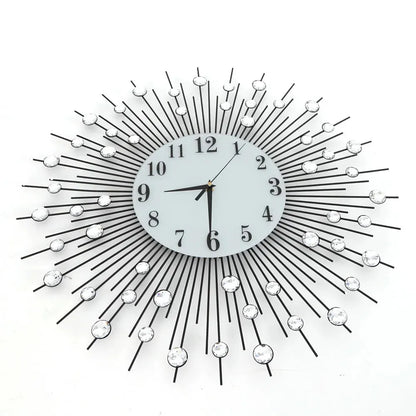 3D Crystal Wall Clock Modern Luxury Diamond Dispersion Silver Design Clock Creative Home Decor for Living Room - Home Fusion