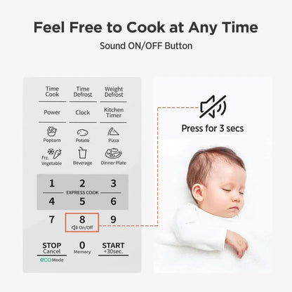 Countertop Microwave Oven with Sound On/Off, ECO Mode and Easy One-Touch Buttons, 0.7 Cu Ft/700W, Pearl White - Home Fusion