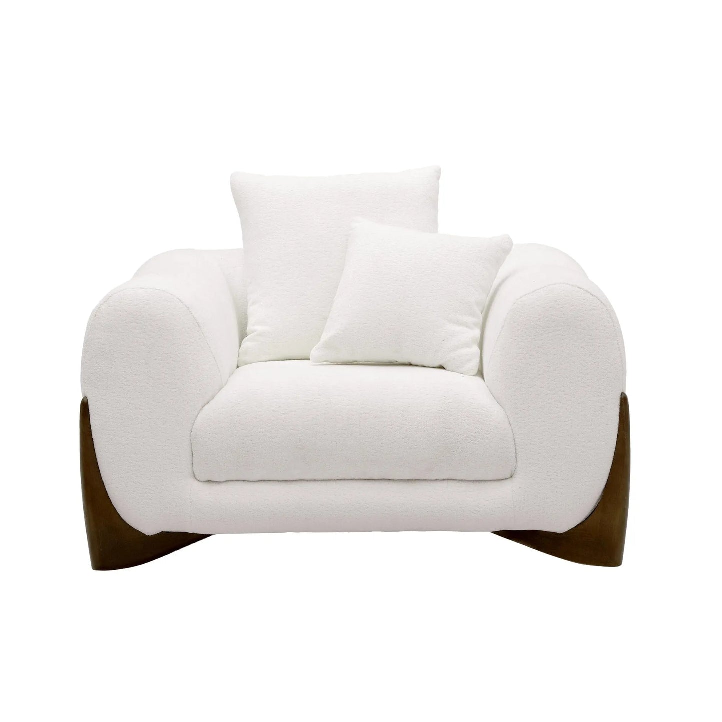 Modern White Upholstered 3-Seater Sofa with Plush Cushions.