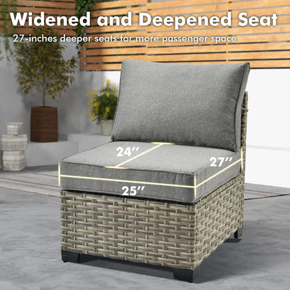 6-Piece Wicker Patio Furniture Set with Cushions & Coffee Table. - Home Fusion