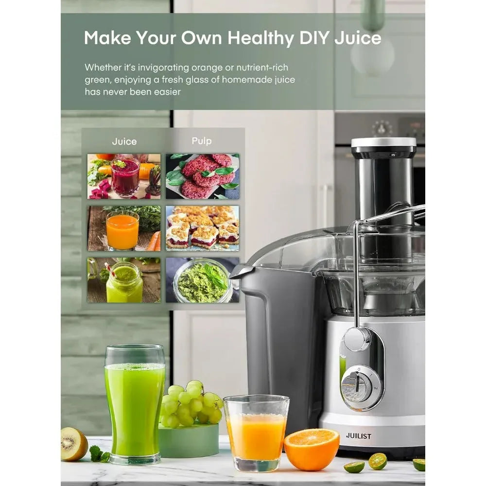 1300W Juicer Machines, Juilist Powerful Juice Extractor Machine with 3.2" Wide Mouth for Whole Fruits & Veggies - Home Fusion