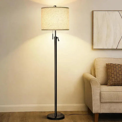 Modern Floor Lamps- Black Standing Floor Lamp with Linen Shade - Home Fusion