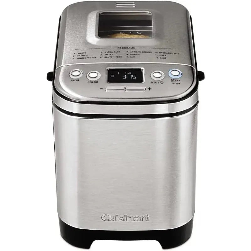 Bread Maker Machine, Compact and Automatic, Customizable Settings, Up to 2lb Loaves, CBK-110P1, Silver,Black - Home Fusion