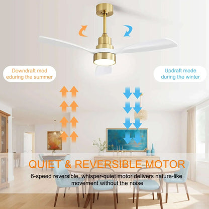 Sofucor Modern Economical 48-inch Ceiling Fan with LED Reversible DC 6-speed High wind and Remote control - Home Fusion