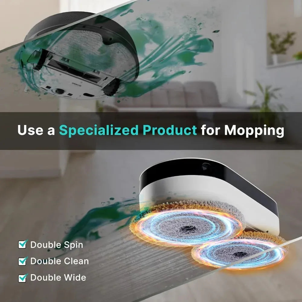 Robot Mop - Whisper Quiet Smart Mopping Robot Cleaner Only | 1.5 Times Faster Dynamic Dual Spin Wet Mop for Hard Floor - Home Fusion