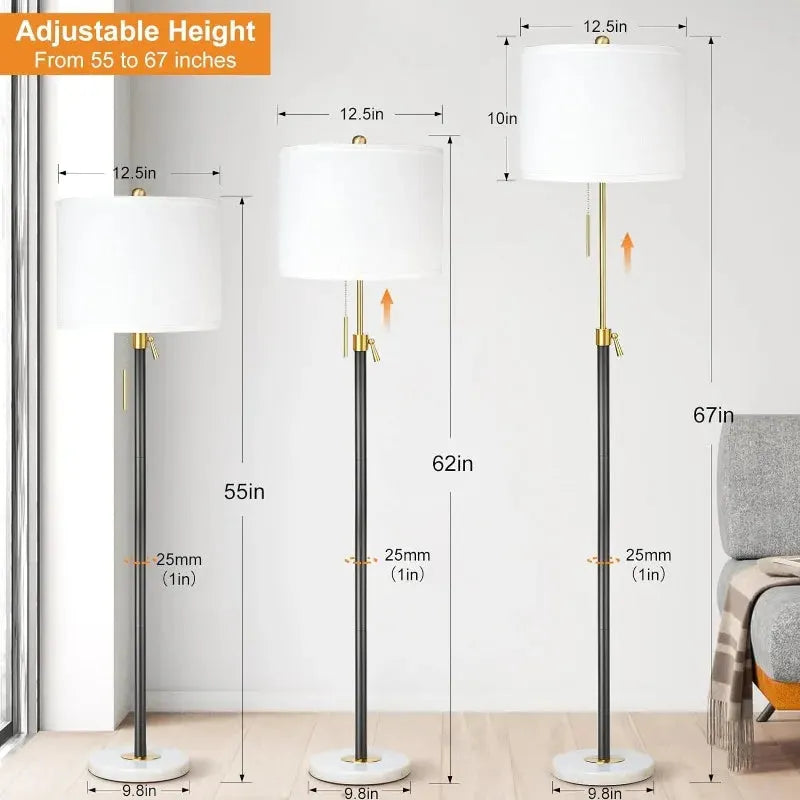 Modern Floor Lamps- Black Standing Floor Lamp with Linen Shade - Home Fusion