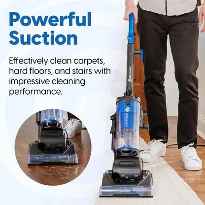 Bagless UprightVacuum Cleaner with Large Dust Cup Capacity, Efficient Cyclone Filtration System & 17ft Cord for Carpet - Home Fusion