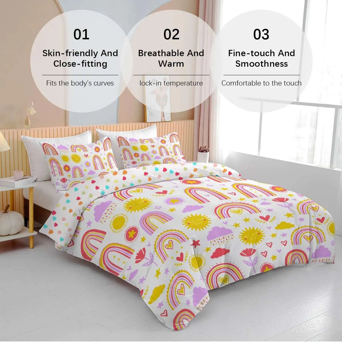 Cartoon Rainbow Design Bedding Set. - Home Fusion