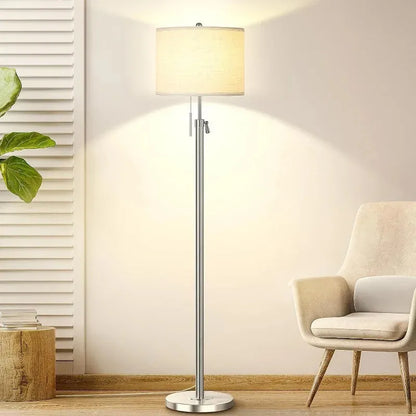Modern Floor Lamps- Black Standing Floor Lamp with Linen Shade - Home Fusion