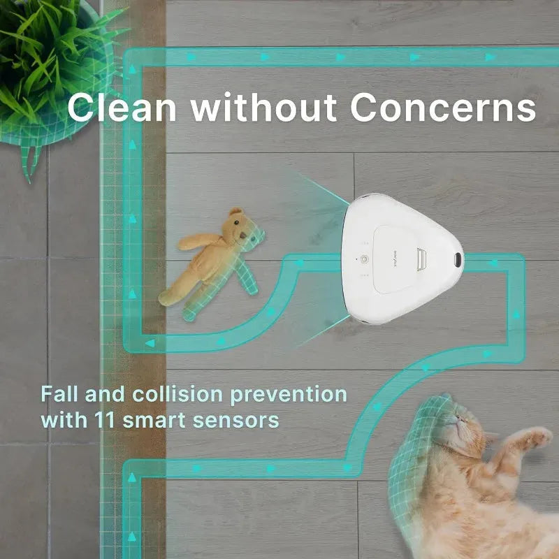 Three-Spin Robot Mop, Ultra Quiet Smart Mopping Robot Cleaner, for Hard Floor & Tile Cleaning with Remote Control, Water Tank - Home Fusion