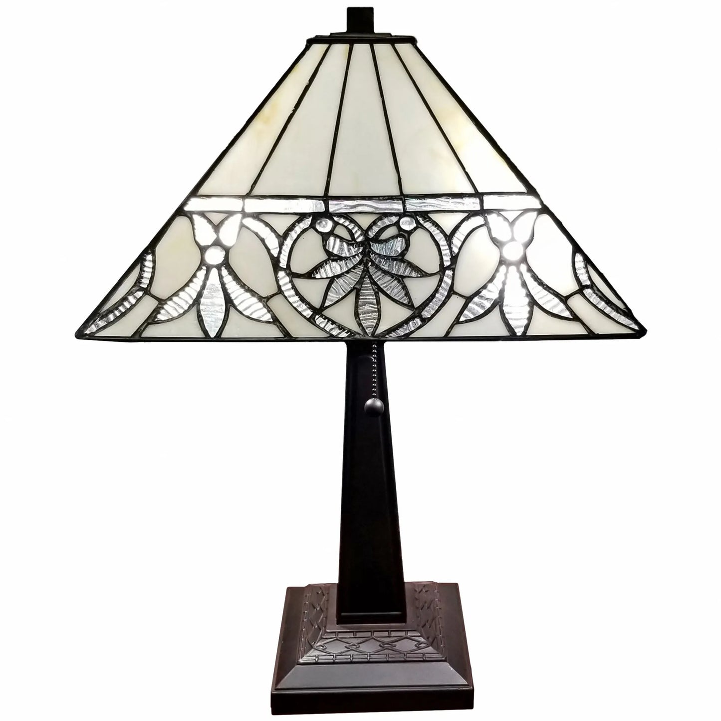 22" Dark Brown Metal Two Light Candlestick Table Lamp With White Shade - Home Fusion
