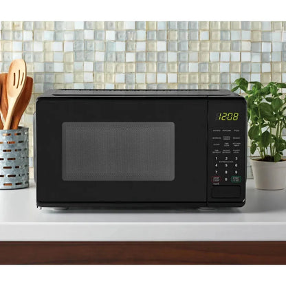0.7 cu. ft. Countertop Microwave Oven, 700 Watts, Black, New, LED Display, Kitchen Timer, Household Tabletop Microwave Oven - Home Fusion