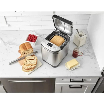 Bread Maker Machine, Compact and Automatic, Customizable Settings, Up to 2lb Loaves, CBK-110P1, Silver,Black - Home Fusion