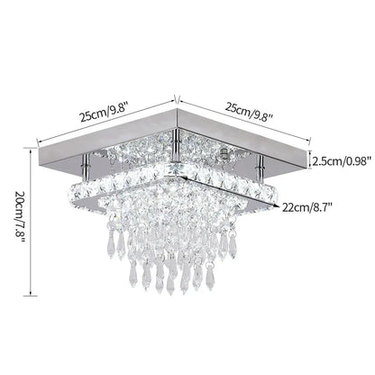 Luxury Crystal Square Bright Led Chandelier Modern Pendant Light Ceiling Lamp Dimmable Flush Mount Bedroom Dinning Living Room