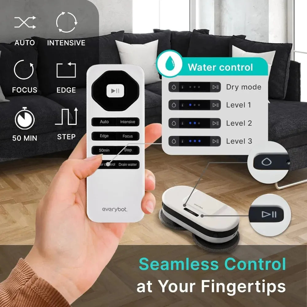 Robot Mop - Whisper Quiet Smart Mopping Robot Cleaner Only | 1.5 Times Faster Dynamic Dual Spin Wet Mop for Hard Floor - Home Fusion