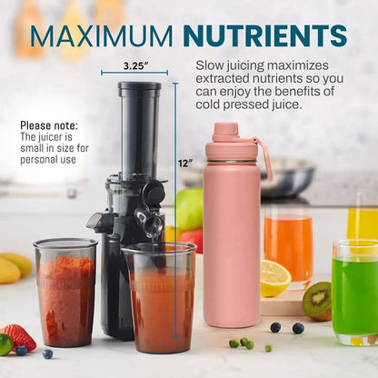 HAOYUNMA EJX600 Compact Small Space-Saving Masticating Slow Juicer, Cold Press Juice Extractor, Nutrient and Vitamin Dense - Home Fusion
