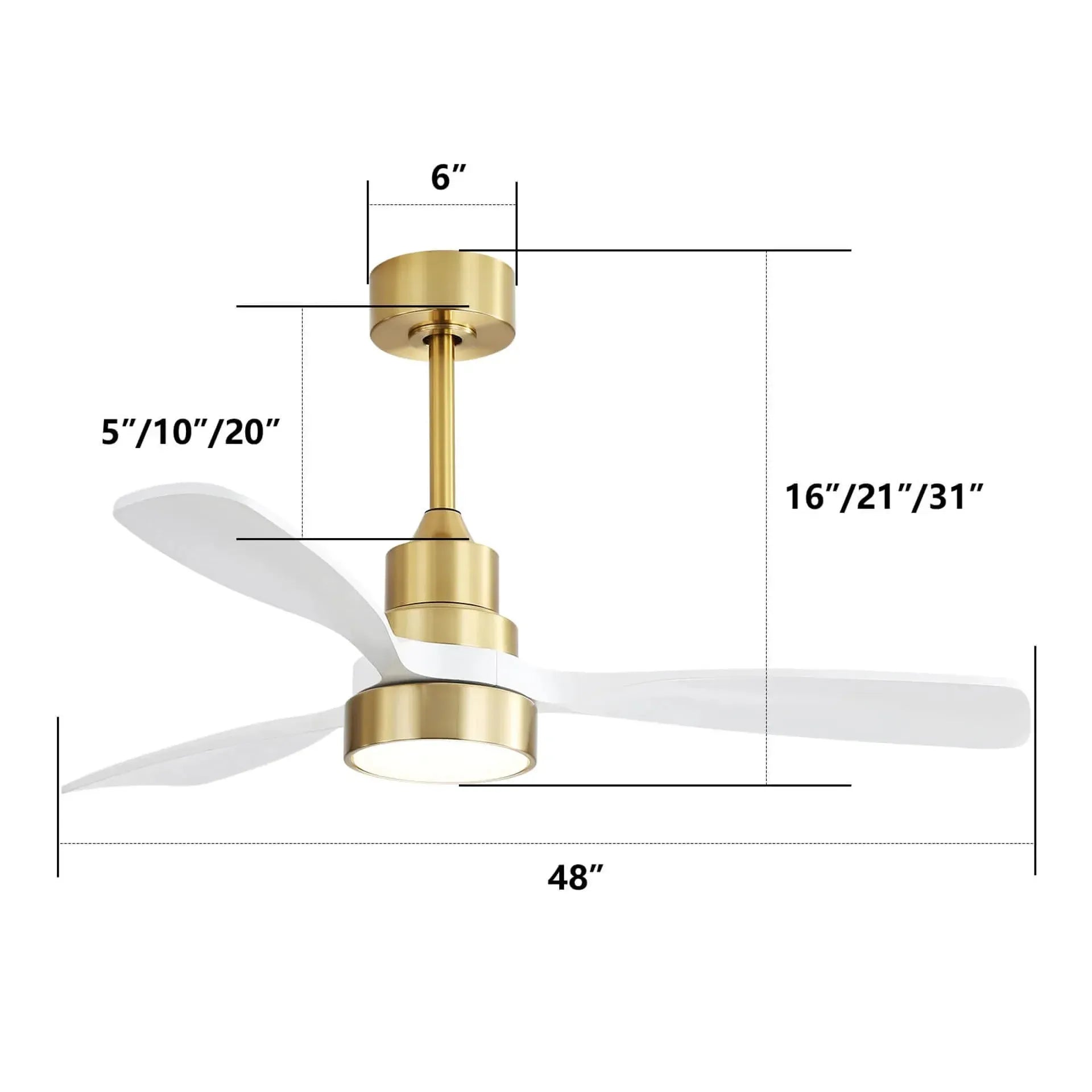 Sofucor Modern Economical 48-inch Ceiling Fan with LED Reversible DC 6-speed High wind and Remote control - Home Fusion