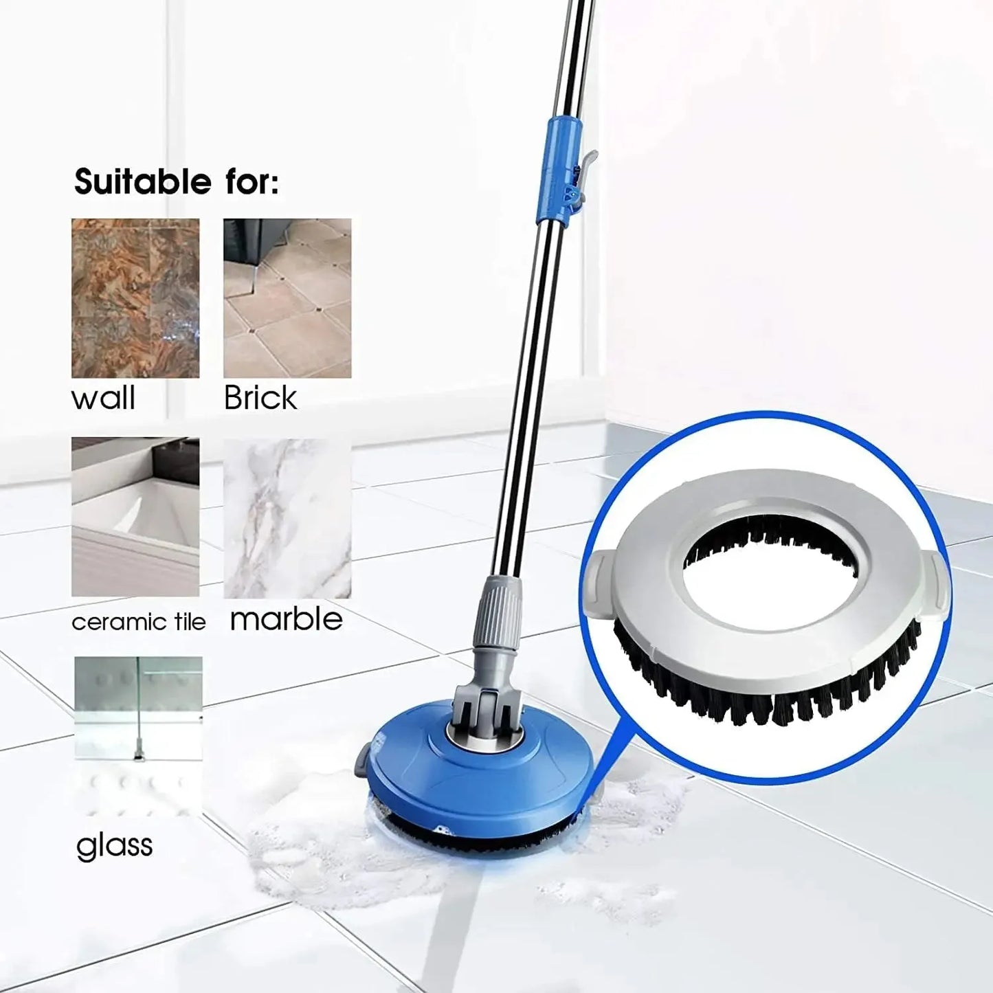 MASTERTOP Spin Mop and Bucket with Wringer Set, Foot Pedal, 360°Rotation, 5 Microfiber Mop Pads, 1 Brush Head, Hardwood Floor - Home Fusion