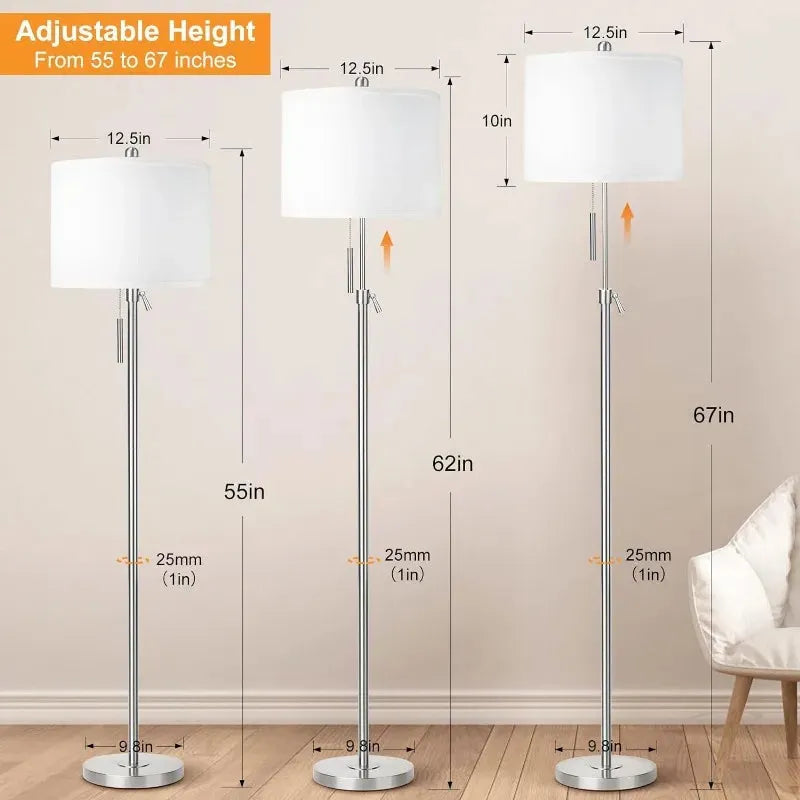 Modern Floor Lamps- Black Standing Floor Lamp with Linen Shade - Home Fusion