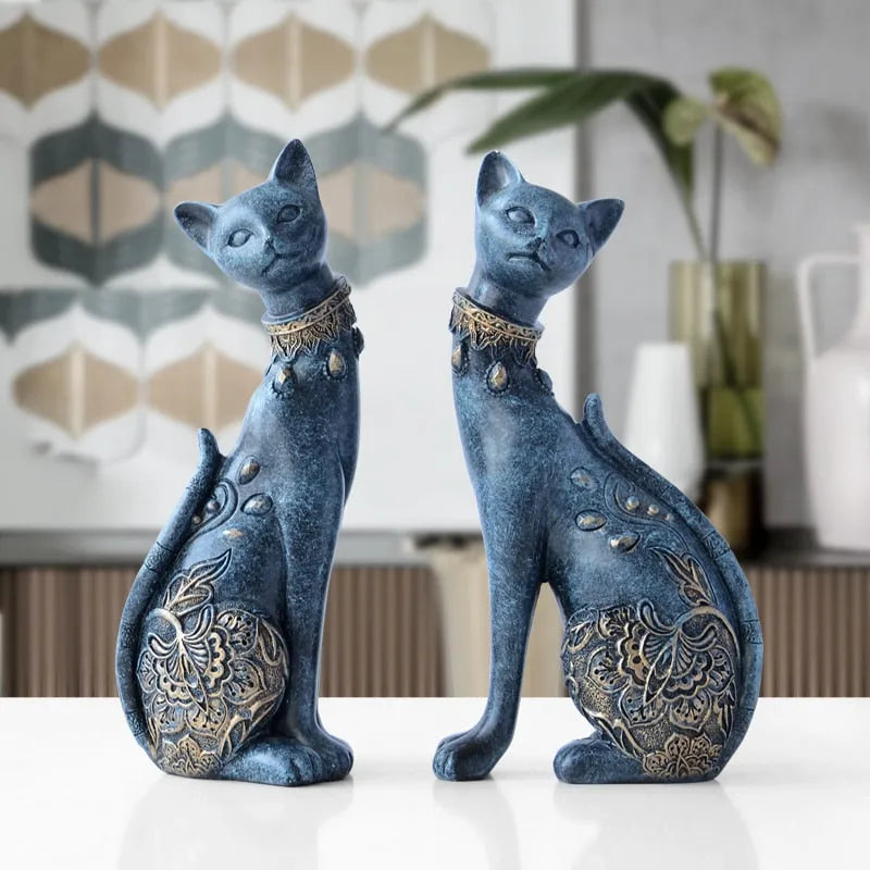 Figurine Decorative Resin Cat statue - Home Fusion