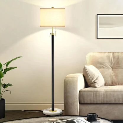 Modern Floor Lamps- Black Standing Floor Lamp with Linen Shade - Home Fusion