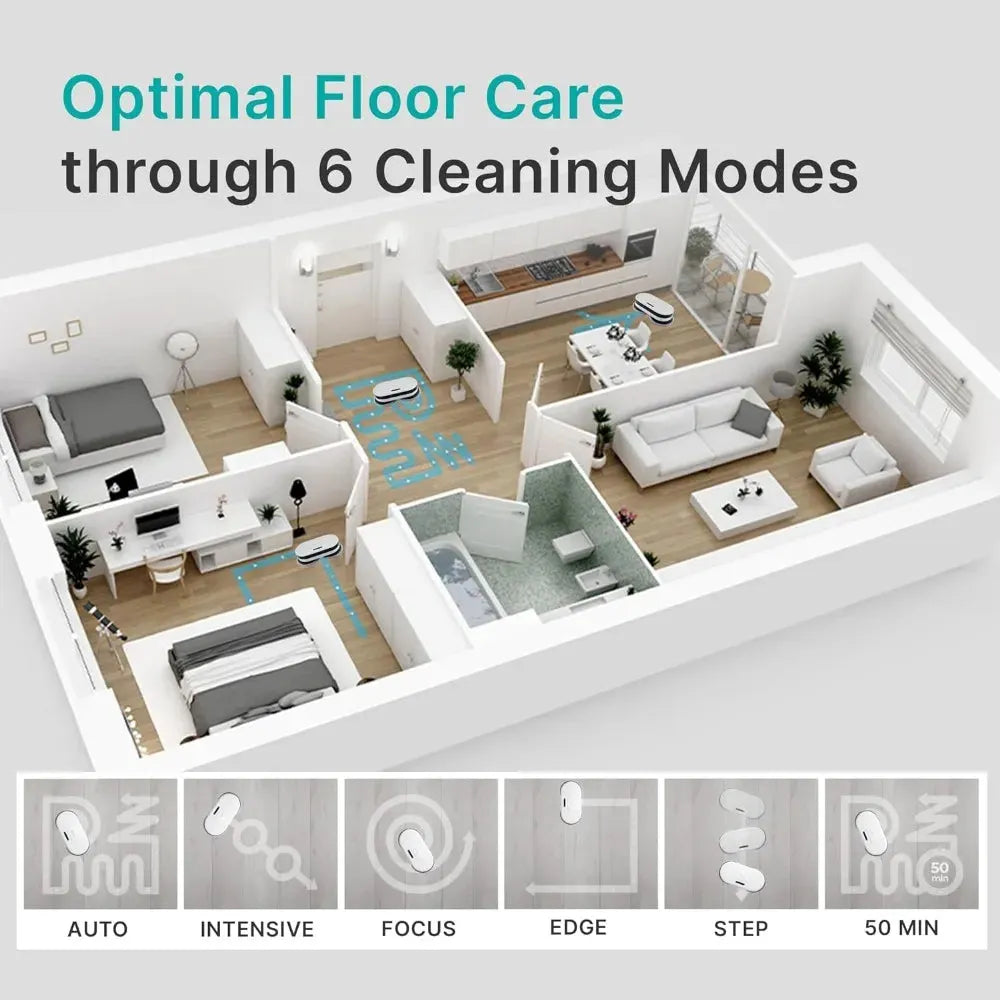 Robot Mop - Whisper Quiet Smart Mopping Robot Cleaner Only | 1.5 Times Faster Dynamic Dual Spin Wet Mop for Hard Floor - Home Fusion