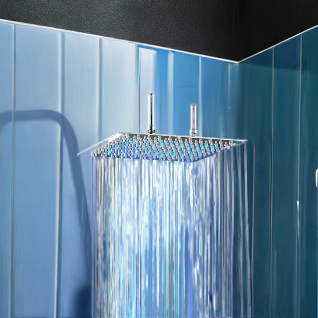 KEMAIDI Huge LED Shower Head Square Ultra-thin 24 inch High Pressure Rainfall Shower Head Stainless Steel Water Saving Shower - Home Fusion