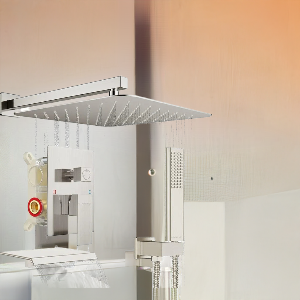 EMBATHER Shower System with Tub Spout,10 Inches Tub Shower Faucet Set For Bathroom,High Pressure Rain Shower with Handheld Spray - Home Fusion