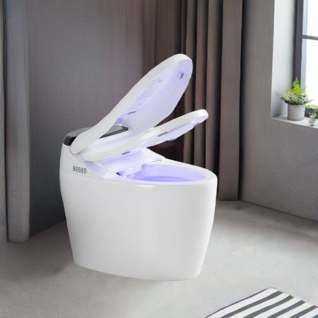 Smart Toilet with AUTO Open/Close Lid,with Built In Bidet, One Piece Heated Bidet Toilet Seat with AUTO Flush, Tankless Toilet - Home Fusion