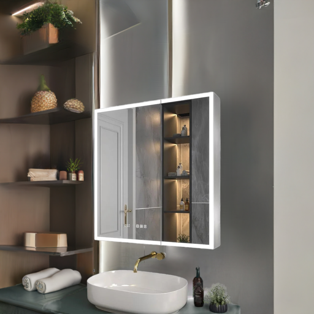 Lighted Medicine Cabinet 30x32 Inch,Recessed or Surface led Medicine Cabinet, Clock&Room Temp Display,Defog,Stepless Dimming Lighted Medicine Cabinet 30x32 Inch,Recessed or Surface led Medicine Cabinet, Clock&Room Temp Display,Defog,Stepless Dimming 076823-f9.myshopify.com