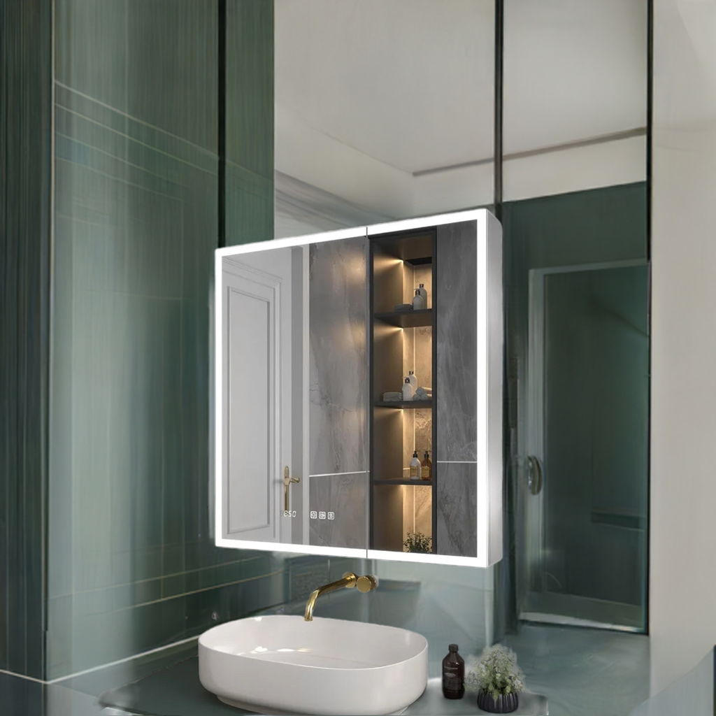 Lighted Medicine Cabinet 30x32 Inch,Recessed or Surface led Medicine Cabinet, Clock&Room Temp Display,Defog,Stepless Dimming Lighted Medicine Cabinet 30x32 Inch,Recessed or Surface led Medicine Cabinet, Clock&Room Temp Display,Defog,Stepless Dimming 076823-f9.myshopify.com