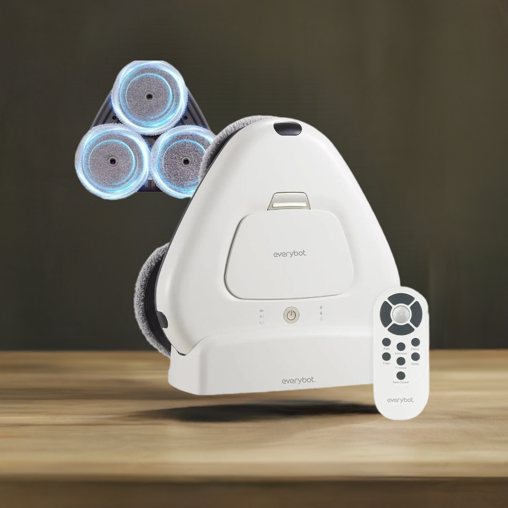 Three-Spin Robot Mop, Ultra Quiet Smart Mopping Robot Cleaner, for Hard Floor & Tile Cleaning with Remote Control, Water Tank
