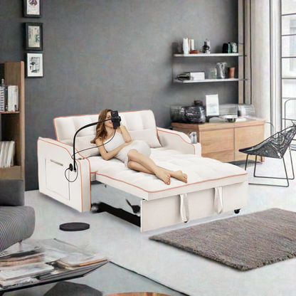 Velvet Convertible Couch Bed-Sofa: Charge, Relax, Sleep. - Home Fusion