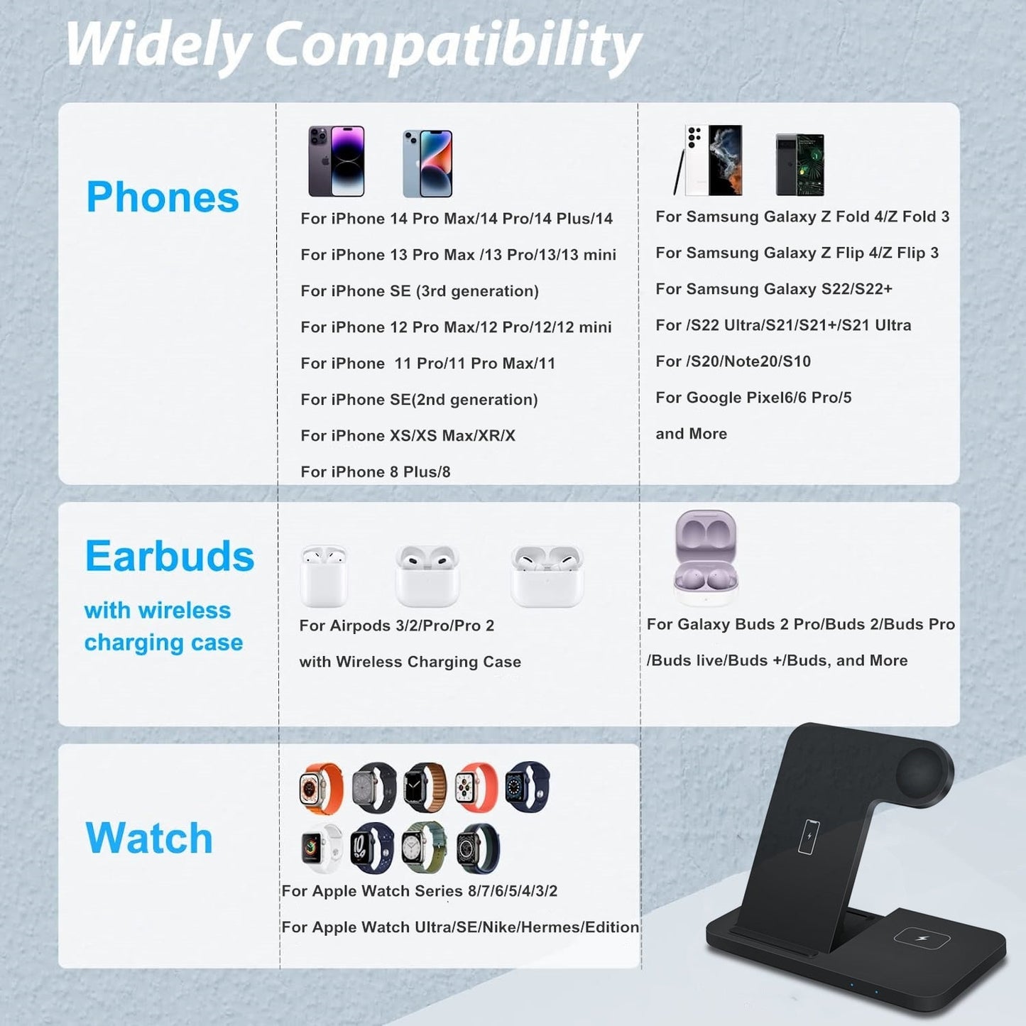 3in1 Wireless Fast Charger Dock Station - Home Fusion
