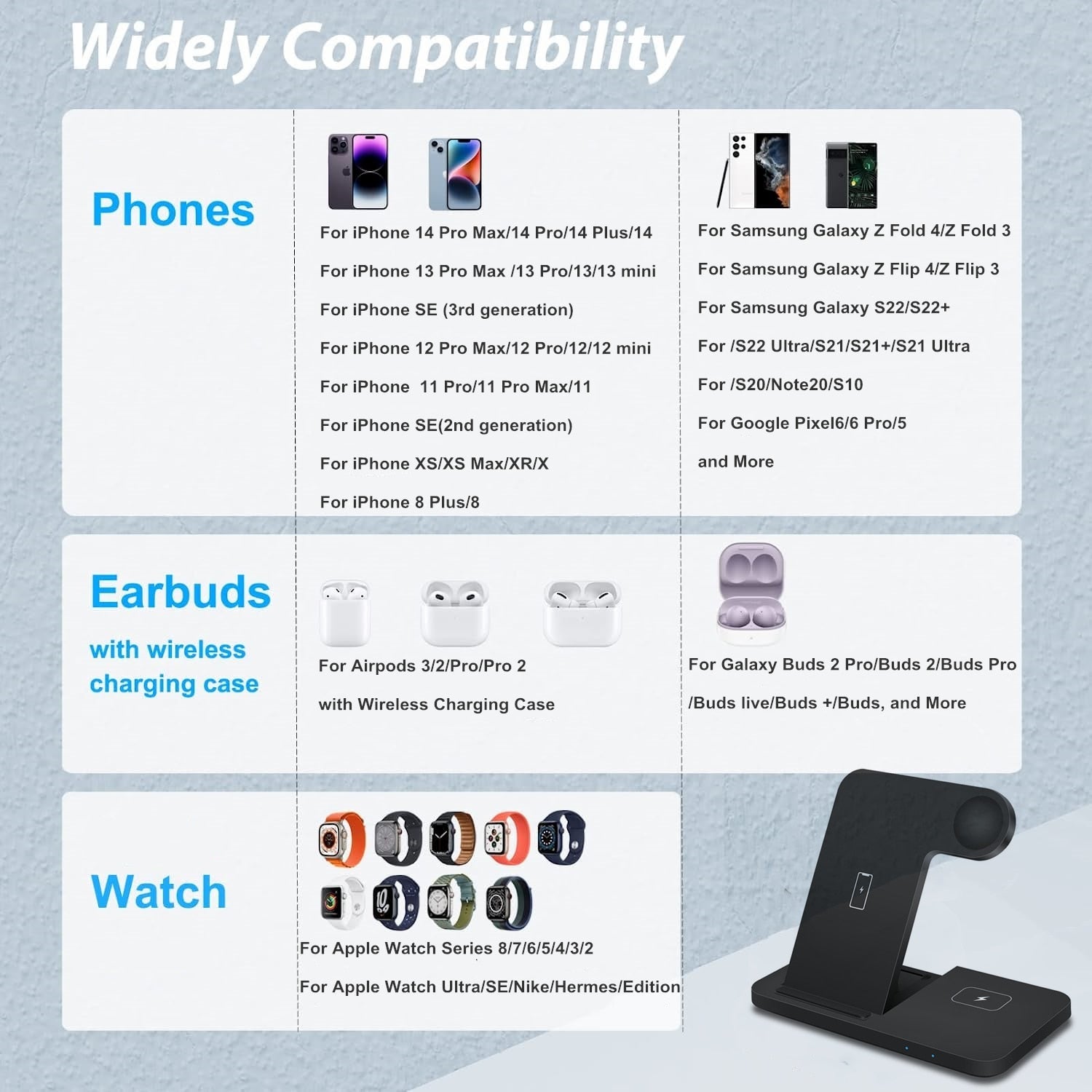 3in1 Wireless Fast Charger Dock Station - Home Fusion
