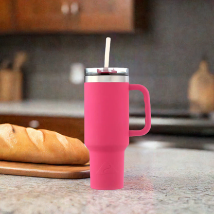 40 Oz Vacuumr-Insulated Stainless-Steel Tumbler with Handle Hot Pink Double-walled Stainless-steel Construction - Home Fusion