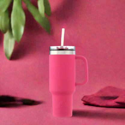 40 Oz Vacuumr-Insulated Stainless-Steel Tumbler with Handle Hot Pink Double-walled Stainless-steel Construction - Home Fusion