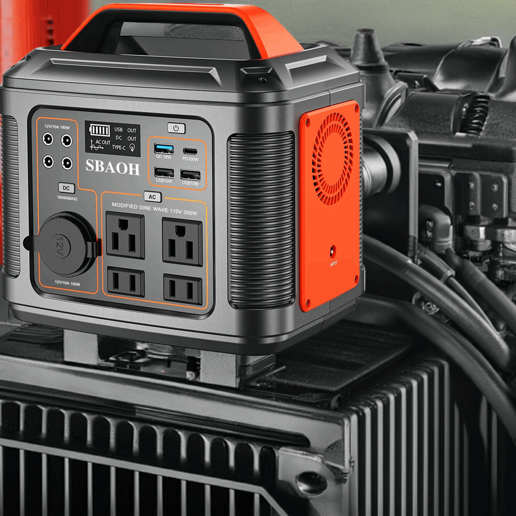 Portable Power Station, 300W 296Wh Solar Generator Quick Charge / 110V AC Outlets/DC Ports and LED Flashlight, Lithium Battery B - Home Fusion
