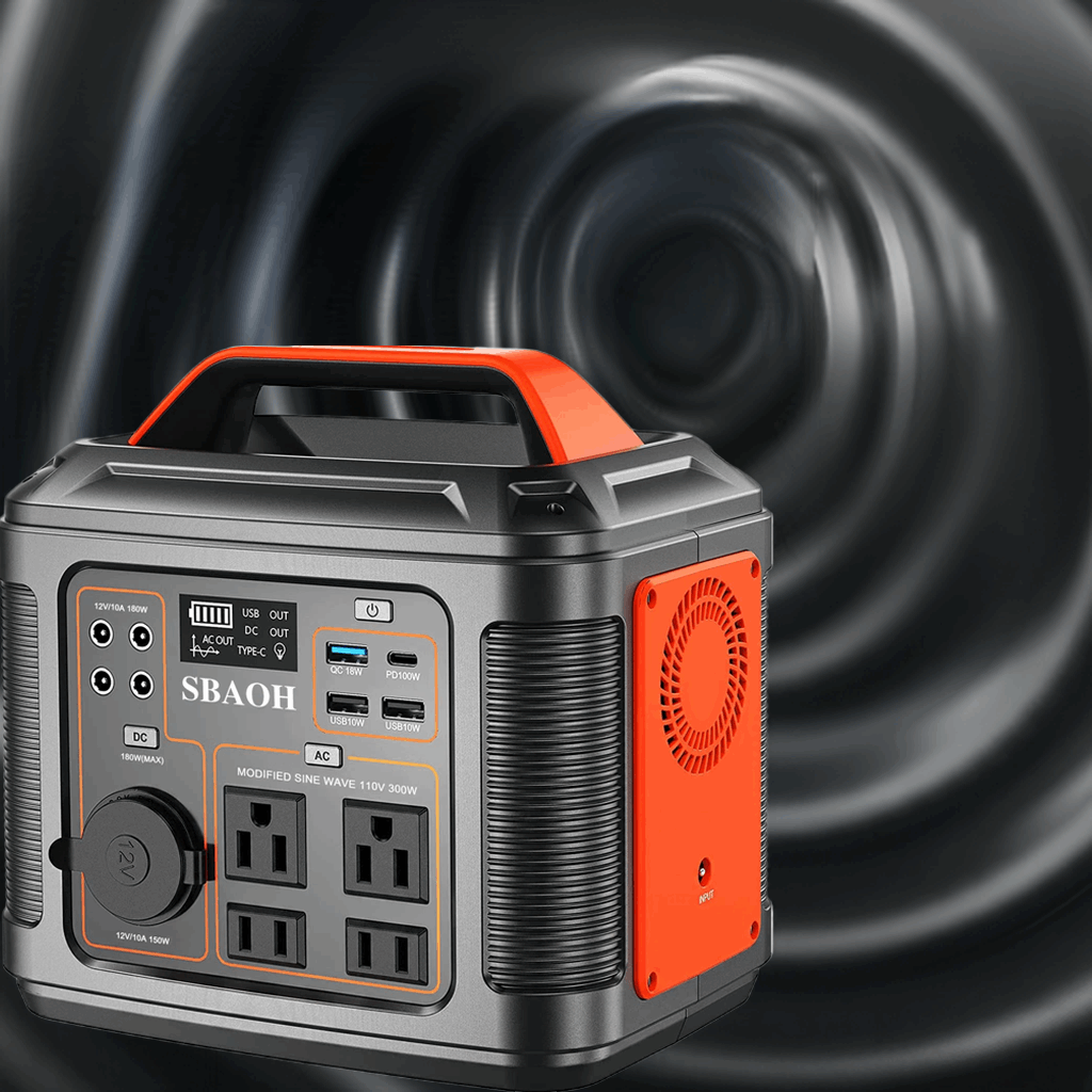 Portable Power Station, 300W 296Wh Solar Generator Quick Charge / 110V AC Outlets/DC Ports and LED Flashlight, Lithium Battery B - Home Fusion
